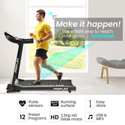 PROFLEX TRX3 Electric Treadmill, Compact Size, Foldable, USB/MP3, Pulse Sensors V219-FTNTRDPFTRX3A