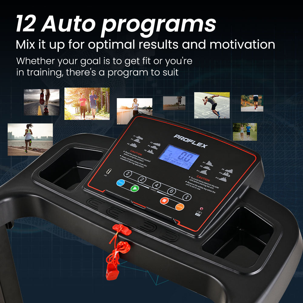 PROFLEX TRX3 Electric Treadmill, Compact Size, Foldable, USB/MP3, Pulse Sensors V219-FTNTRDPFTRX3A