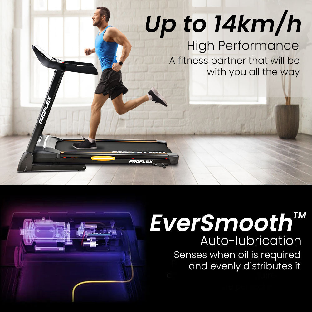 PROFLEX TRX4 Electric Treadmill, Medium Size, Foldable, Suspension, Bluetooth, USB/MP3, Pulse Sensors, V219-FTNTRDPFTRX4A