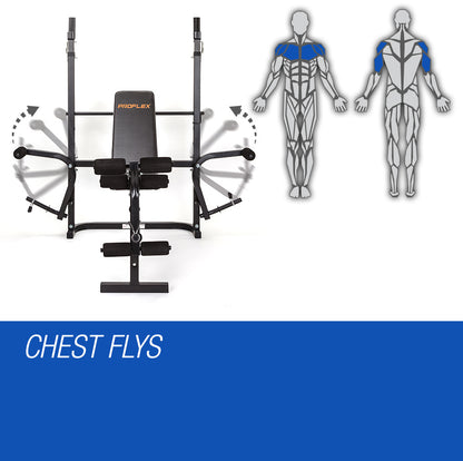 PROFLEX 7in1 Weight Bench Press Multi-Station Home Gym Leg Curl Equipment Set V219-FTNWTBHPFAB3C