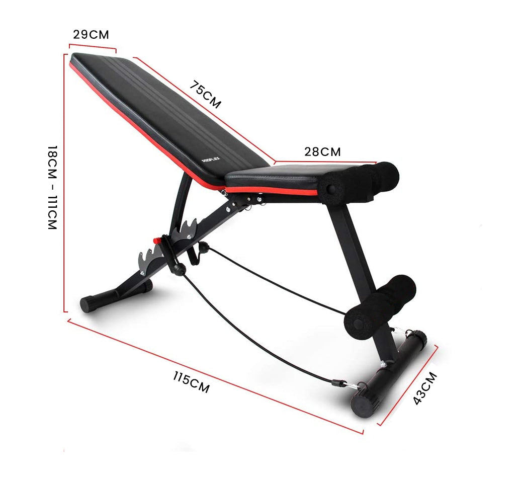 PROFLEX Weight Bench Workout Gym Press Adjustable Lifting Fitness Folding Bands V219-FTNWTBPRFAB2C