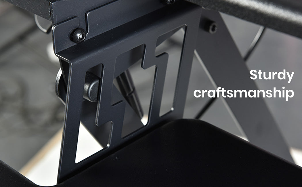 Fortia Corner Desk Riser 110cm Wide Adjustable Sit to Stand for Dual Monitor, Keyboard, Laptop, Black V219-FURDTDFORACX1