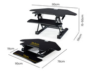 Fortia Corner Desk Riser 110cm Wide Adjustable Sit to Stand for Dual Monitor, Keyboard, Laptop, Black V219-FURDTDFORACX1