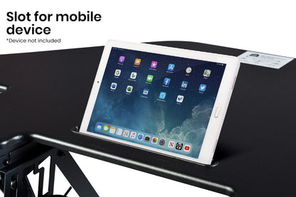 Fortia Corner Desk Riser 110cm Wide Adjustable Sit to Stand for Dual Monitor, Keyboard, Laptop, Black V219-FURDTDFORACX1