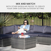 LONDON RATTAN Outdoor Wicker Coffee Table Patio Furniture 1 Piece, Grey V219-FURODRLONACT4