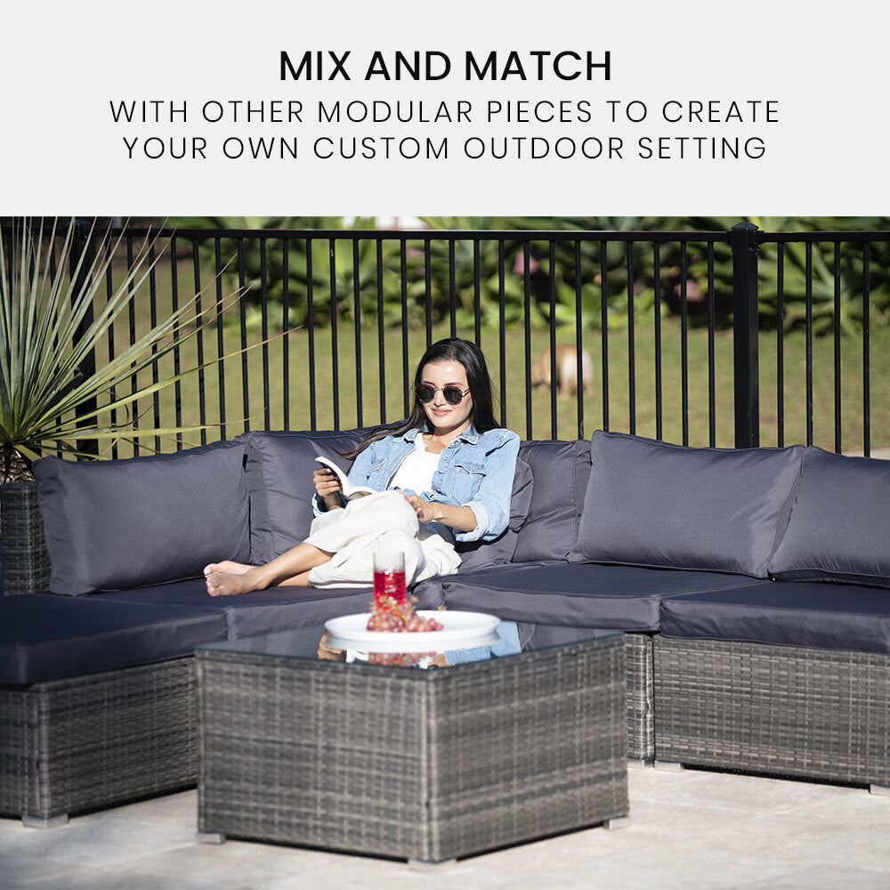 LONDON RATTAN Outdoor Wicker Coffee Table Patio Furniture 1 Piece, Grey V219-FURODRLONACT4