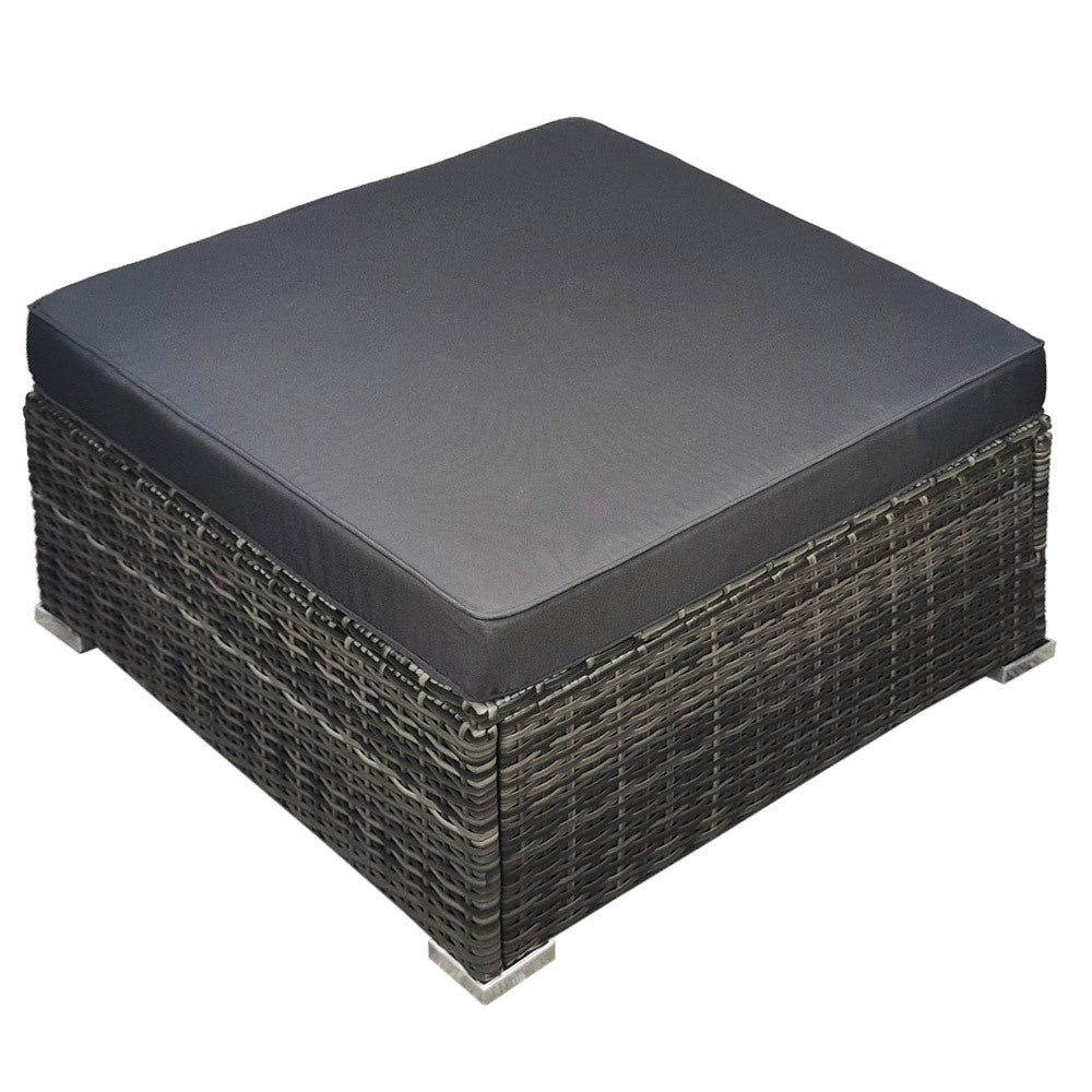 LONDON RATTAN 1 Seater Outdoor Ottoman Modular Wicker Lounge Furniture, Grey V219-FURODRLONAOT4