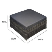 LONDON RATTAN 1 Seater Outdoor Ottoman Modular Wicker Lounge Furniture, Grey V219-FURODRLONAOT4