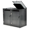 PLANTCRAFT Double Steel Wheelie Garbage Bin Storage Shed, Enclosure with 2 Opening Doors V219-GBGSTLPCGS2A