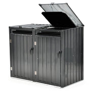 PLANTCRAFT Double Steel Wheelie Garbage Bin Storage Shed, Enclosure with 2 Opening Doors V219-GBGSTLPCGS2A