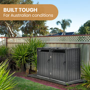 PLANTCRAFT Double Steel Wheelie Garbage Bin Storage Shed, Enclosure with 2 Opening Doors V219-GBGSTLPCGS2A