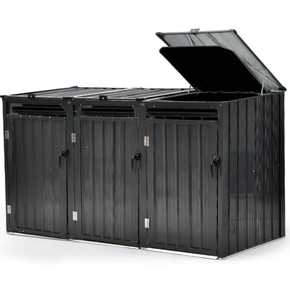 PLANTCRAFT Triple Steel Wheelie Garbage Bin Storage Shed, Enclosure with 3 Opening Doors V219-GBGSTLPCGS3A