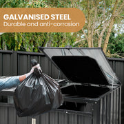 PLANTCRAFT Triple Steel Wheelie Garbage Bin Storage Shed, Enclosure with 3 Opening Doors V219-GBGSTLPCGS3A