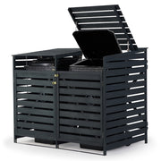 PlantCraft Double Wood Wheelie Bins Storage Shed, 2 Door Garbage Rubbish Bin Enclosure V219-GBGWODPCG2DA