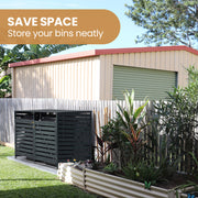 PlantCraft Double Wood Wheelie Bins Storage Shed, 2 Door Garbage Rubbish Bin Enclosure V219-GBGWODPCG2DA