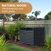 PlantCraft Double Wood Wheelie Bins Storage Shed, 2 Door Garbage Rubbish Bin Enclosure V219-GBGWODPCG2DA