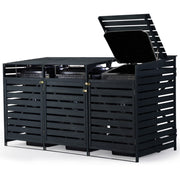 PlantCraft Triple Wood Wheelie Bins Storage Shed, 3 Door Garbage Rubbish Bin Enclosure V219-GBGWODPCW3DA