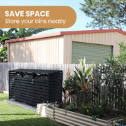 PlantCraft Triple Wood Wheelie Bins Storage Shed, 3 Door Garbage Rubbish Bin Enclosure V219-GBGWODPCW3DA