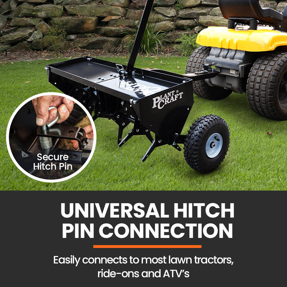 PlantCraft Tow Behind Plug Lawn Aerator 1m (40") Wide, Universal Hitch for Ride on Mower, Garden Tractor V219-GDTAERPCP42A