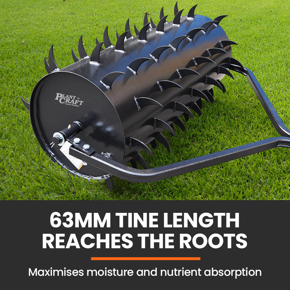 PlantCraft Tow Behind Lawn Roller Spike Aerator 36" Wide, Universal Hitch for Ride on Mower, Garden Tractor V219-GDTAERPCS36A