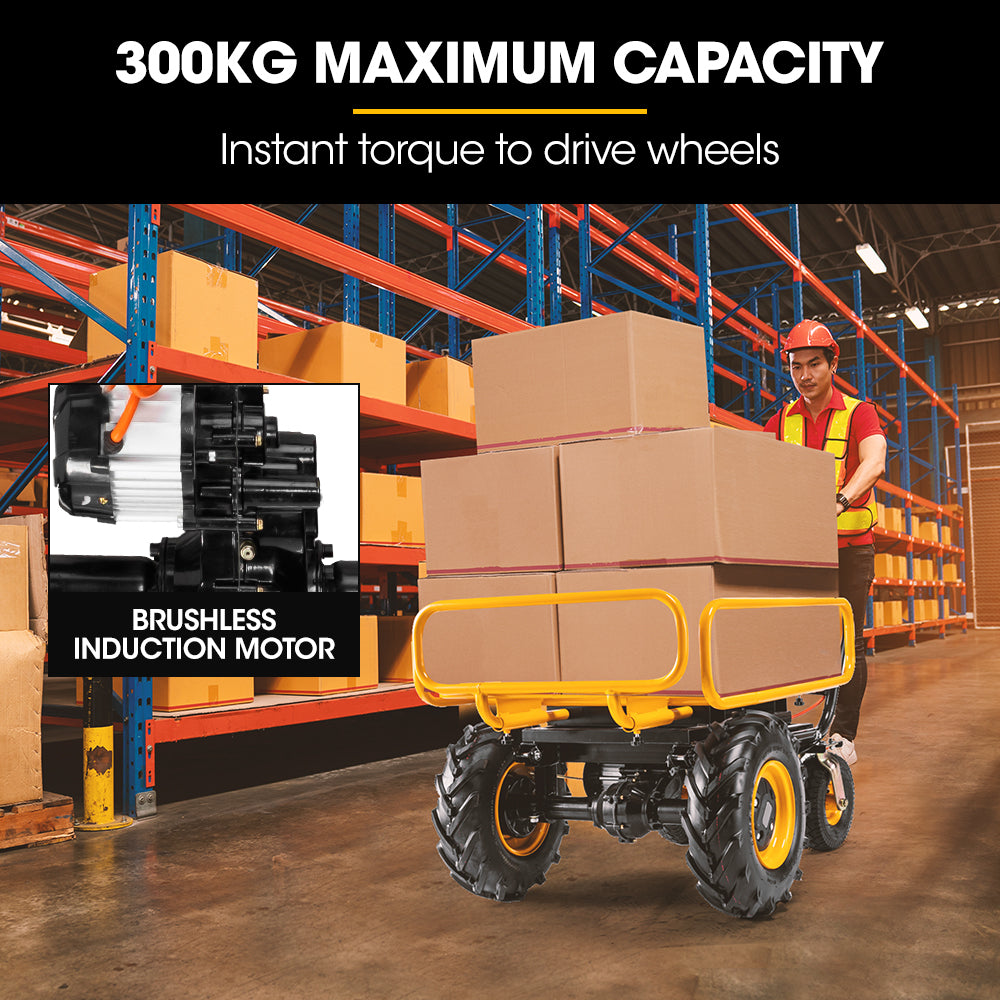 Baumr-AG 40V Battery Powered Material Handling Dumper Wheelbarrow Motorised Electric, 300kg Capacity V219-GDTPBWBM1MEA