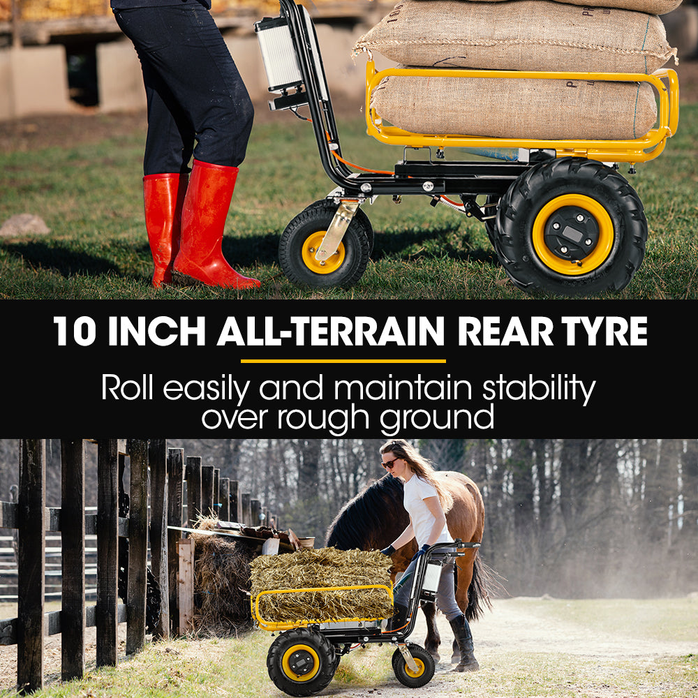 Baumr-AG 40V Battery Powered Material Handling Dumper Wheelbarrow Motorised Electric, 300kg Capacity V219-GDTPBWBM1MEA