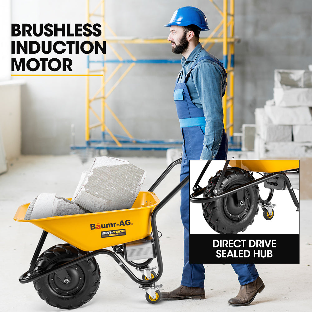 Baumr-AG 36V Battery Powered Wheelbarrow Motorised Electric, 80L Bucket Volume, 260kg Capacity V219-GDTPBWBM7CEA