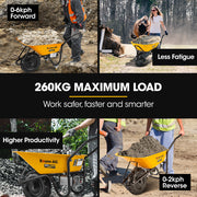 Baumr-AG 36V Battery Powered Wheelbarrow Motorised Electric, 80L Bucket Volume, 260kg Capacity V219-GDTPBWBM7CEA