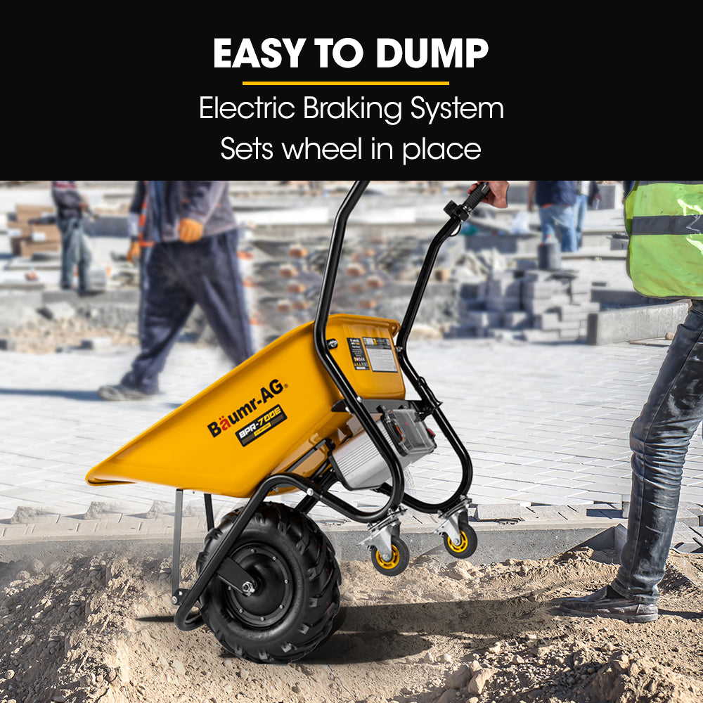 Baumr-AG 36V Battery Powered Wheelbarrow Motorised Electric, 80L Bucket Volume, 260kg Capacity V219-GDTPBWBM7CEA