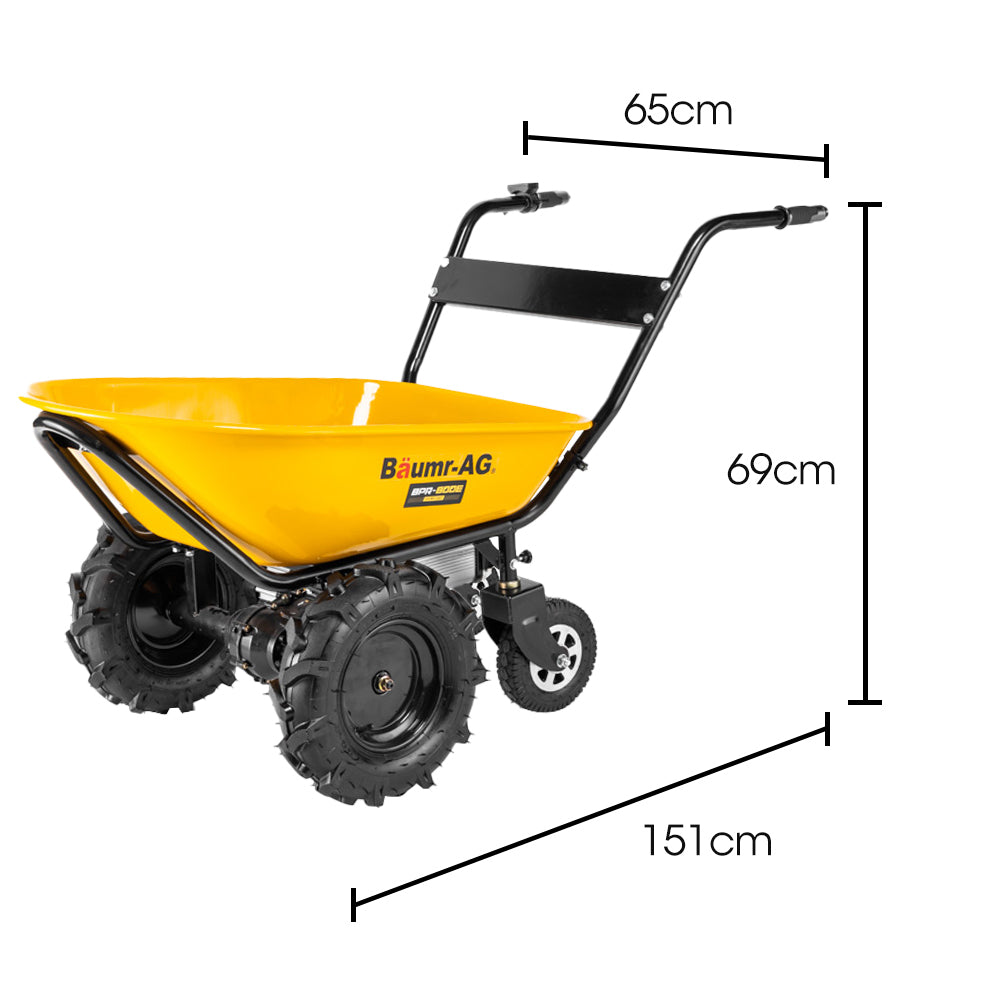 Baumr-AG 40V Battery Powered Wheelbarrow Motorised Electric, 100L Bucket Volume, 4 Wheel, 260kg Capacity V219-GDTPBWBM8CEA