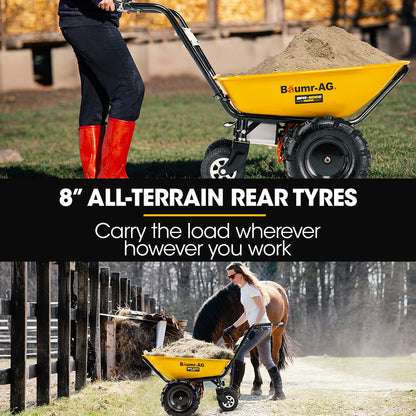 Baumr-AG 40V Battery Powered Wheelbarrow Motorised Electric, 100L Bucket Volume, 4 Wheel, 260kg Capacity V219-GDTPBWBM8CEA