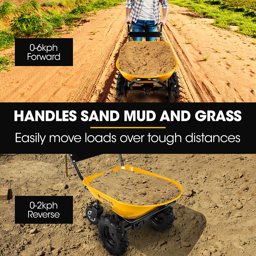Baumr-AG 40V Battery Powered Wheelbarrow Motorised Electric, 100L Bucket Volume, 4 Wheel, 260kg Capacity V219-GDTPBWBM8CEA