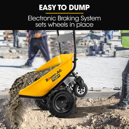 Baumr-AG 40V Battery Powered Wheelbarrow Motorised Electric, 100L Bucket Volume, 4 Wheel, 260kg Capacity V219-GDTPBWBM8CEA