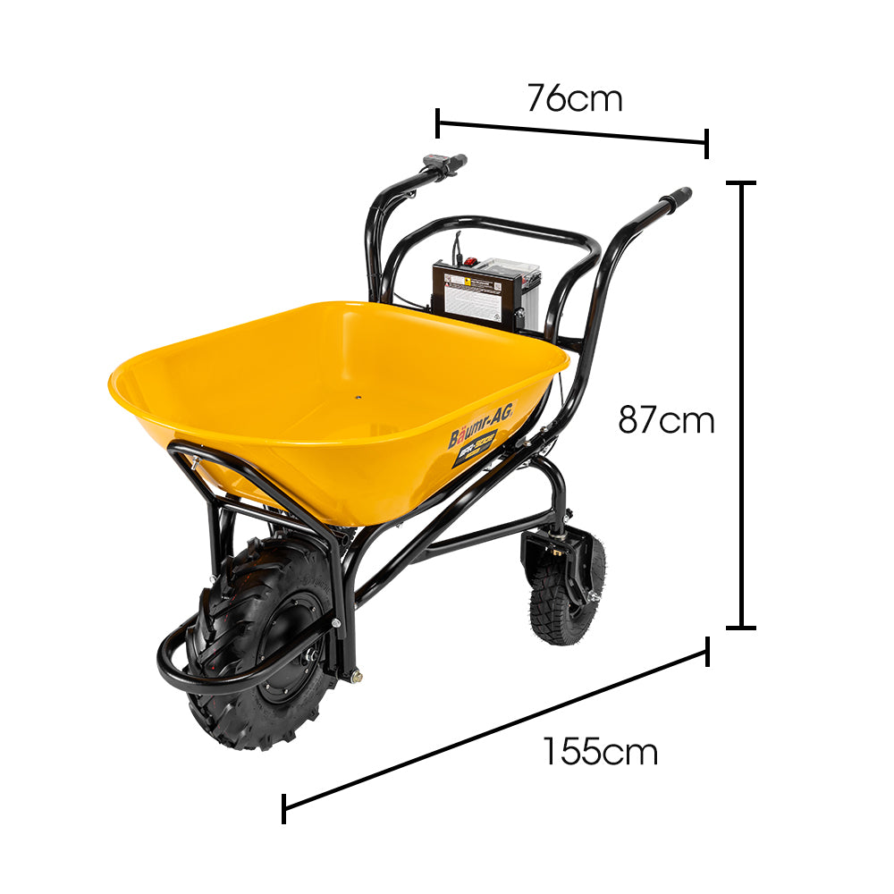 Baumr-AG 40V Battery Powered Wheelbarrow Motorised Electric, 100L Bucket Volume, 3 Wheel, 260KG, Lifting V219-GDTPBWBM9CEA