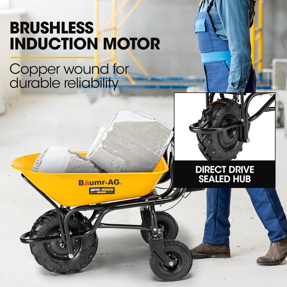 Baumr-AG 40V Battery Powered Wheelbarrow Motorised Electric, 100L Bucket Volume, 3 Wheel, 260KG, Lifting V219-GDTPBWBM9CEA