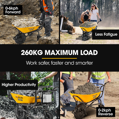 Baumr-AG 40V Battery Powered Wheelbarrow Motorised Electric, 100L Bucket Volume, 3 Wheel, 260KG, Lifting V219-GDTPBWBM9CEA