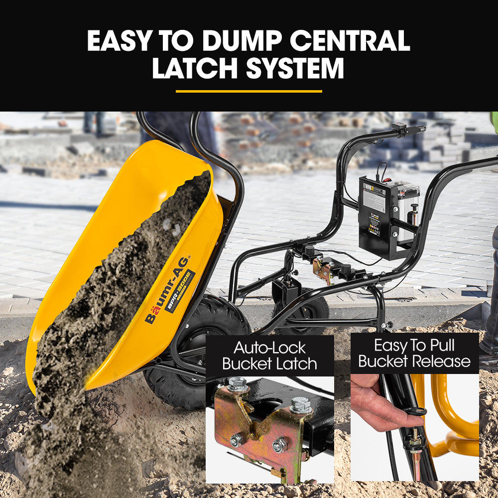 Baumr-AG 40V Battery Powered Wheelbarrow Motorised Electric, 100L Bucket Volume, 3 Wheel, 260KG, Lifting V219-GDTPBWBM9CEA