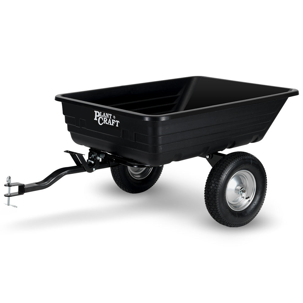 PlantCraft Poly Dump Cart, 272kg Load Heavy Duty Tipper Trailer, 16-inch Tyres, for Ride-on Lawn Mower V219-GDTPCRPCTD6A