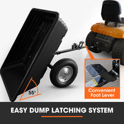 PlantCraft Poly Dump Cart, 272kg Load Heavy Duty Tipper Trailer, 16-inch Tyres, for Ride-on Lawn Mower V219-GDTPCRPCTD6A
