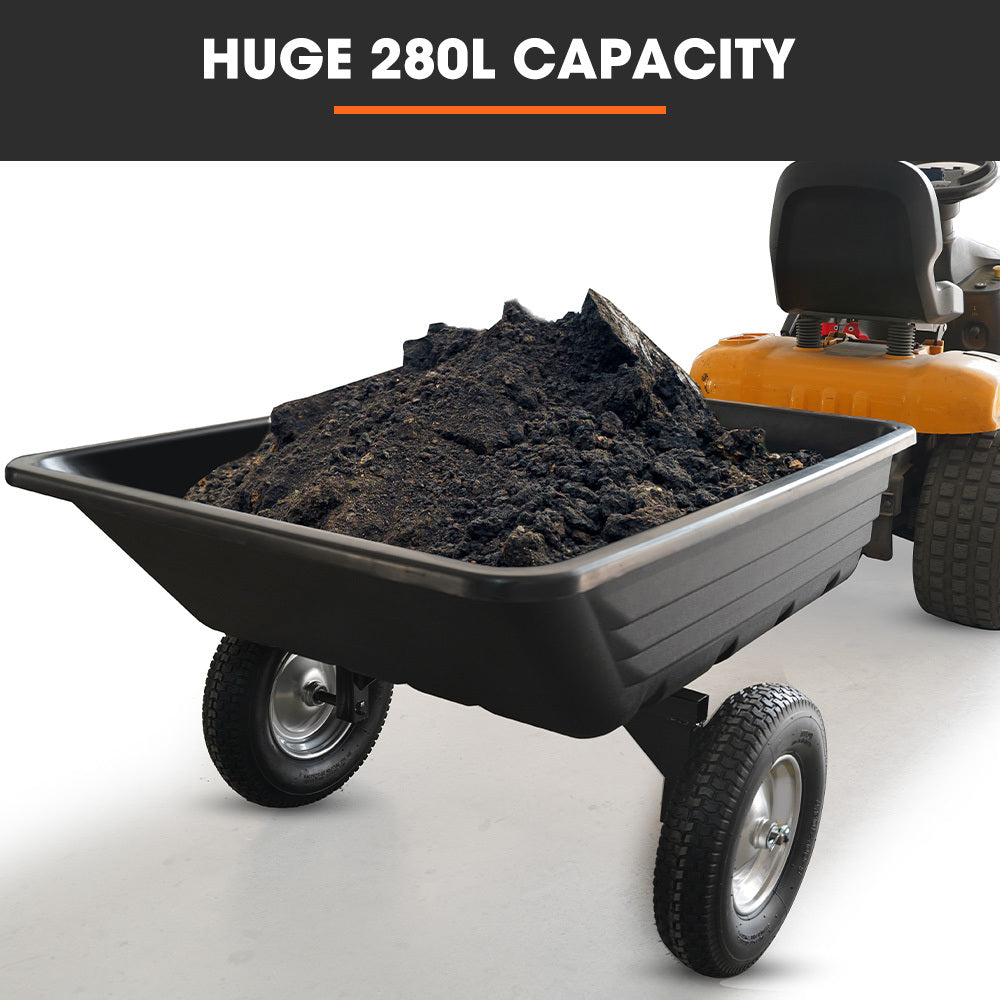 PlantCraft Poly Dump Cart, 272kg Load Heavy Duty Tipper Trailer, 16-inch Tyres, for Ride-on Lawn Mower V219-GDTPCRPCTD6A