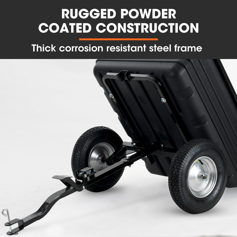 PlantCraft Poly Dump Cart, 272kg Load Heavy Duty Tipper Trailer, 16-inch Tyres, for Ride-on Lawn Mower V219-GDTPCRPCTD6A