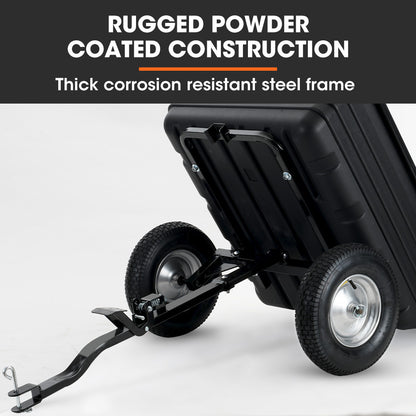 PlantCraft Poly Dump Cart, 272kg Load Heavy Duty Tipper Trailer, 16-inch Tyres, for Ride-on Lawn Mower V219-GDTPCRPCTD6A