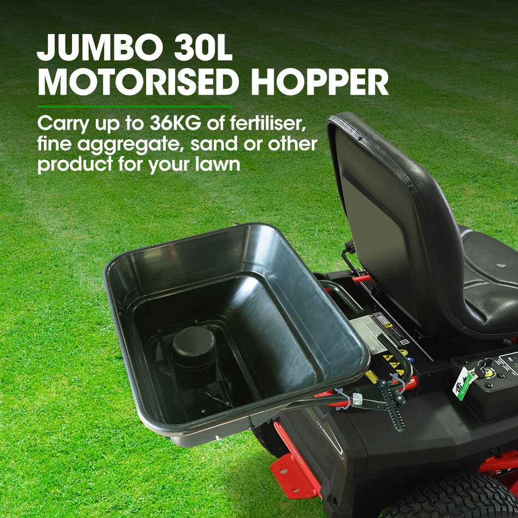 PLANTCRAFT Spreader 12V 36kg 30L Lawn Seed Fertiliser, for ATV, Ride on Mower, with Rain Cover V219-GDTSPRPC123A