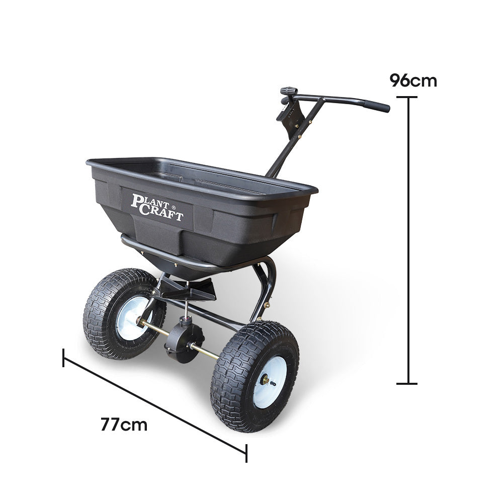 PLANTCRAFT Walk Behind Broadcast Spreader 56kg 60L Seed Lawn Fertiliser V219-GDTSPRPCW13A