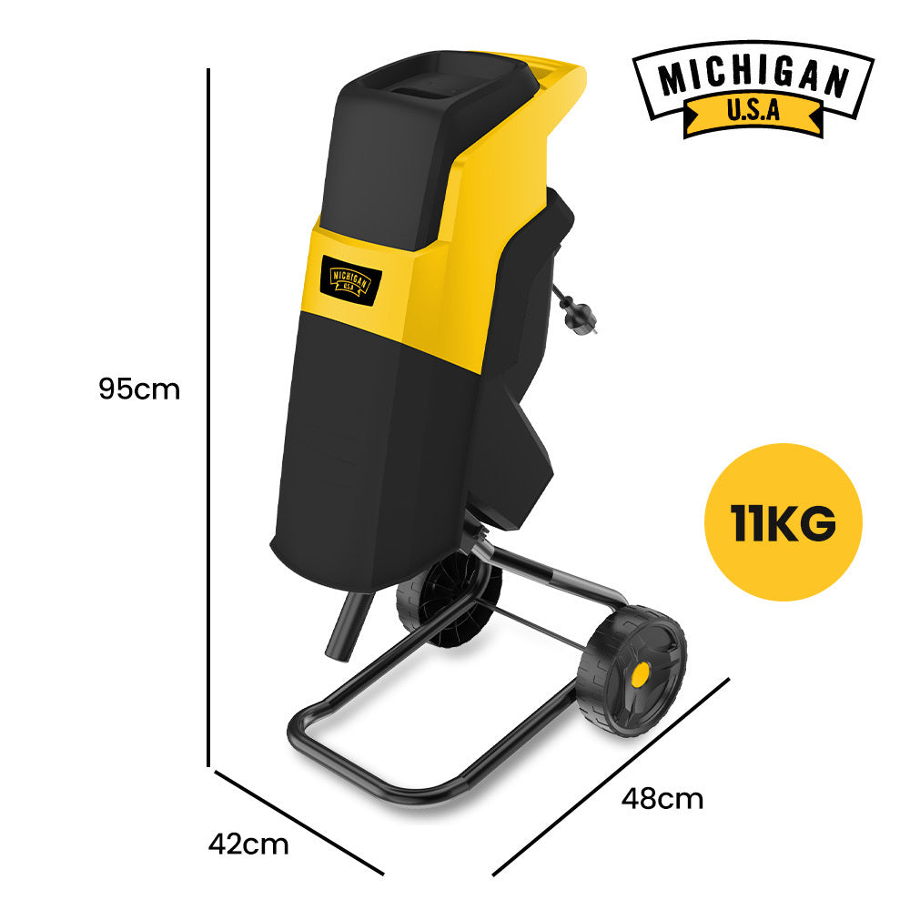 MICHIGAN 2400W Electric Garden Mulcher Shredder, Portable Wood Chipper, Push Stick, 40L Collection Bag V219-GDTSRDMC3C0A