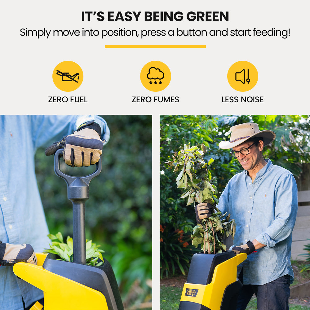 MICHIGAN 2400W Electric Garden Mulcher Shredder, Portable Wood Chipper, Push Stick, 40L Collection Bag V219-GDTSRDMC3C0A