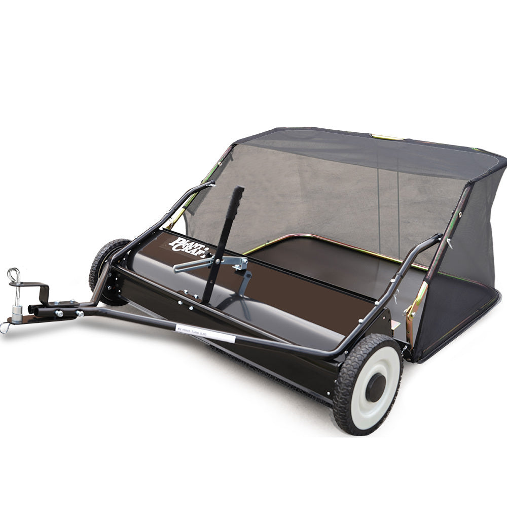 PlantCraft Lawn Sweeper 38" Wide, Tow Behind Leaf and Grass Clipping Collector, Universal Hitch for Ride on V219-GDTSWPPCT38A