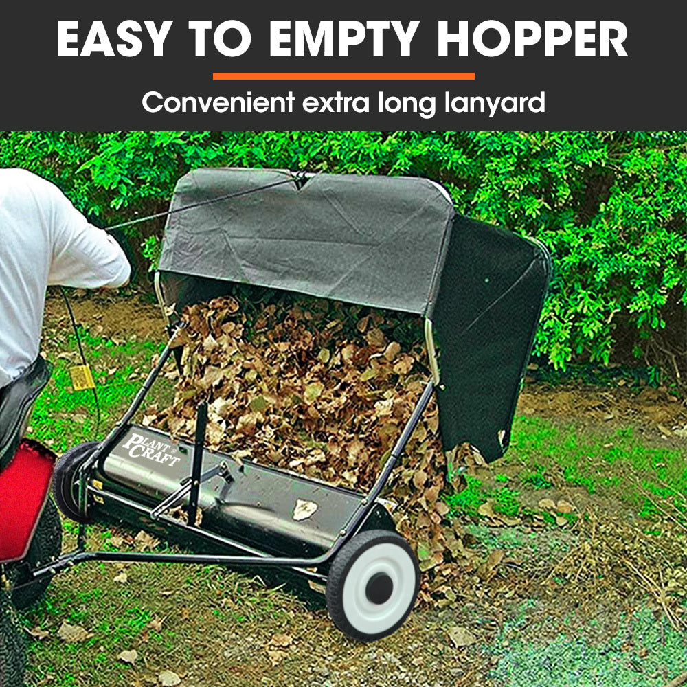 PlantCraft Lawn Sweeper 38" Wide, Tow Behind Leaf and Grass Clipping Collector, Universal Hitch for Ride on V219-GDTSWPPCT38A