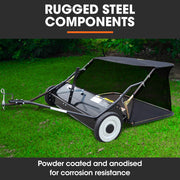 PlantCraft Lawn Sweeper 38" Wide, Tow Behind Leaf and Grass Clipping Collector, Universal Hitch for Ride on V219-GDTSWPPCT38A