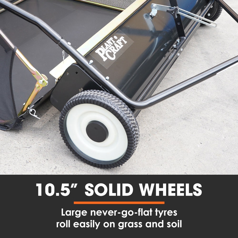 PlantCraft Lawn Sweeper 48" Wide, Tow Behind Leaf and Grass Clipping Collector, Universal Hitch for Ride on V219-GDTSWPPCT48A